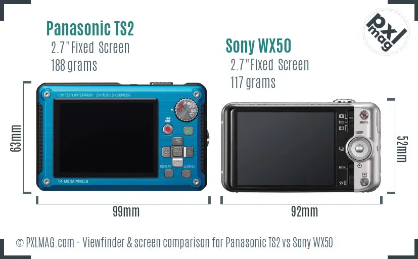 Panasonic TS2 vs Sony WX50 Screen and Viewfinder comparison Panasonic TS2 vs Sony WX50 Screen and Viewfinder comparison