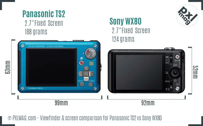 Panasonic TS2 vs Sony WX80 Screen and Viewfinder comparison