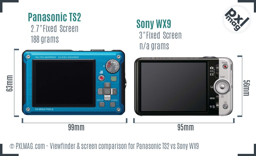 Panasonic TS2 vs Sony WX9 Screen and Viewfinder comparison