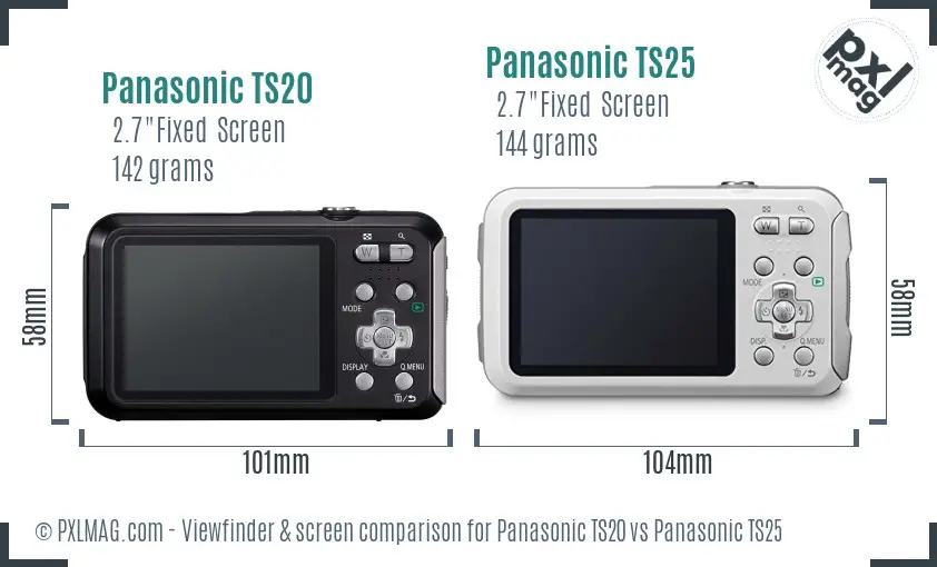 Panasonic TS20 vs Panasonic TS25 Screen and Viewfinder comparison