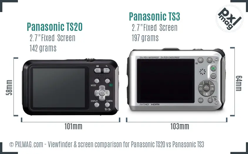 Panasonic TS20 vs Panasonic TS3 Screen and Viewfinder comparison