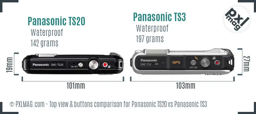 Panasonic TS20 vs Panasonic TS3 top view buttons comparison