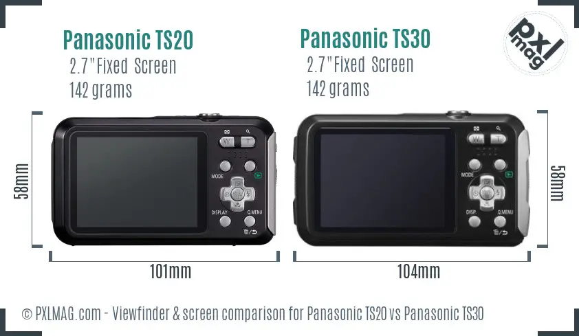 Panasonic TS20 vs Panasonic TS30 Screen and Viewfinder comparison