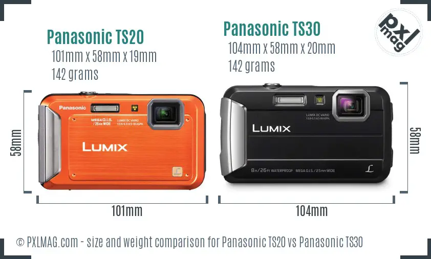Panasonic TS20 vs Panasonic TS30 size comparison