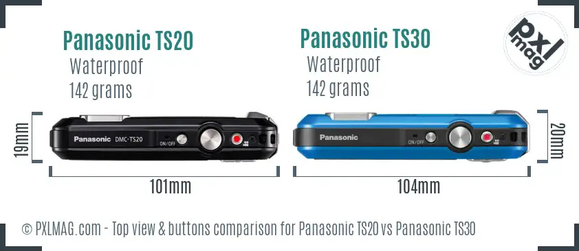 Panasonic TS20 vs Panasonic TS30 top view buttons comparison