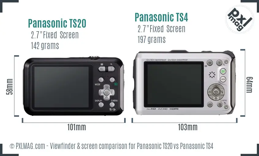 Panasonic TS20 vs Panasonic TS4 Screen and Viewfinder comparison