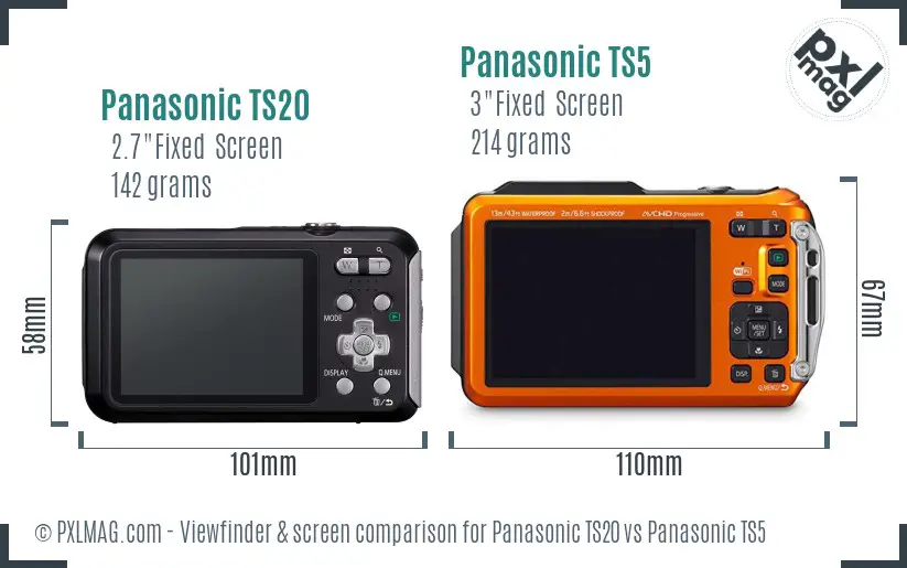 Panasonic TS20 vs Panasonic TS5 Screen and Viewfinder comparison