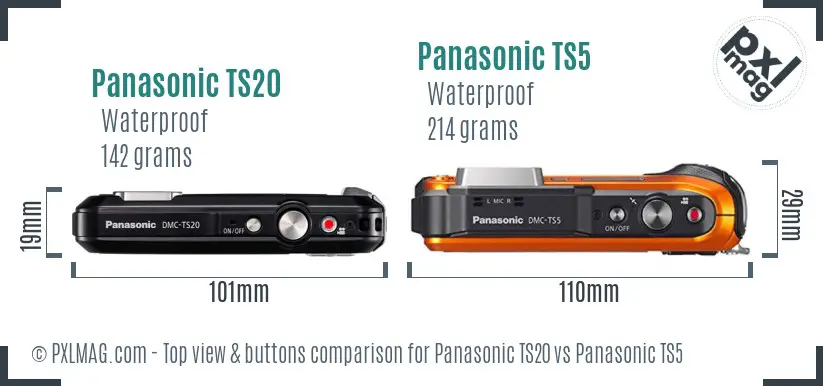 Panasonic TS20 vs Panasonic TS5 top view buttons comparison