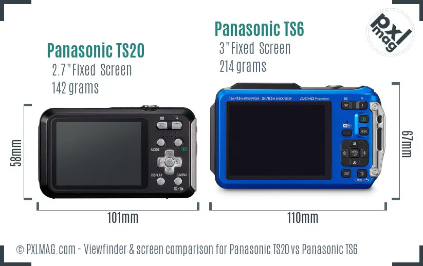 Panasonic TS20 vs Panasonic TS6 Screen and Viewfinder comparison