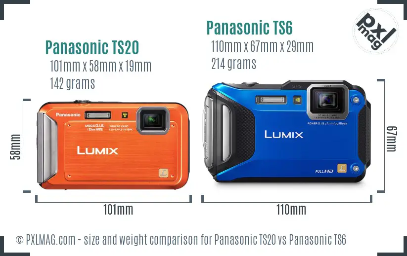 Panasonic TS20 vs Panasonic TS6 size comparison