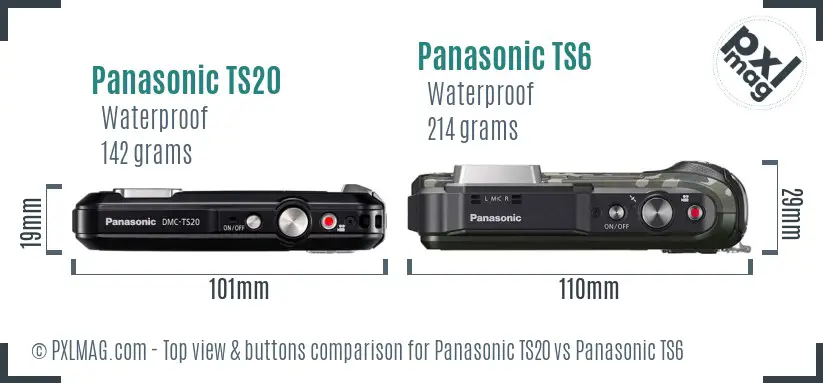 Panasonic TS20 vs Panasonic TS6 top view buttons comparison