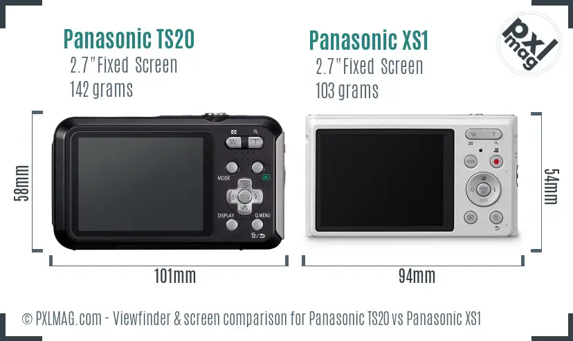 Panasonic TS20 vs Panasonic XS1 Screen and Viewfinder comparison