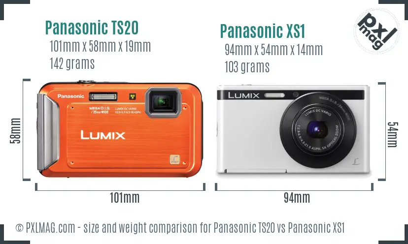 Panasonic TS20 vs Panasonic XS1 size comparison