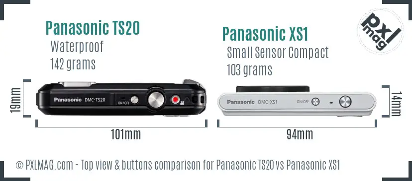 Panasonic TS20 vs Panasonic XS1 top view buttons comparison