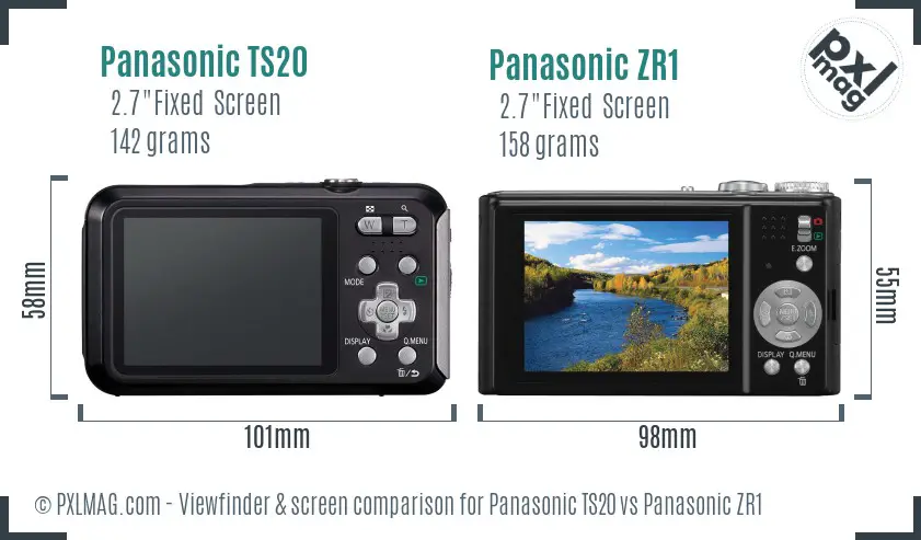 Panasonic TS20 vs Panasonic ZR1 Screen and Viewfinder comparison