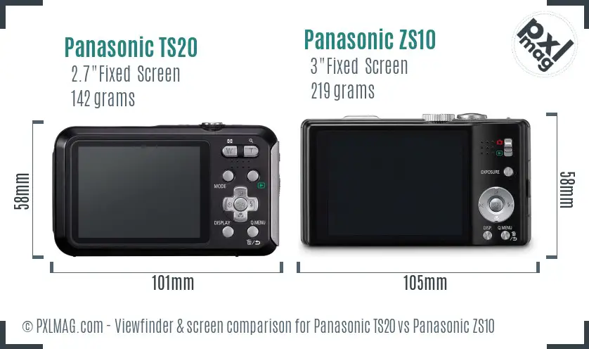 Panasonic TS20 vs Panasonic ZS10 Screen and Viewfinder comparison