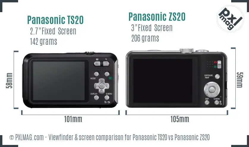 Panasonic TS20 vs Panasonic ZS20 Screen and Viewfinder comparison