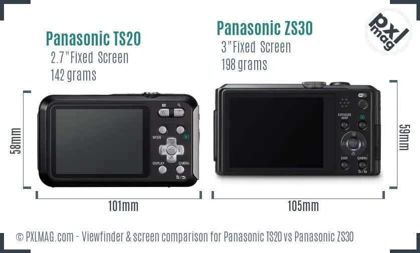 Panasonic TS20 vs Panasonic ZS30 Screen and Viewfinder comparison