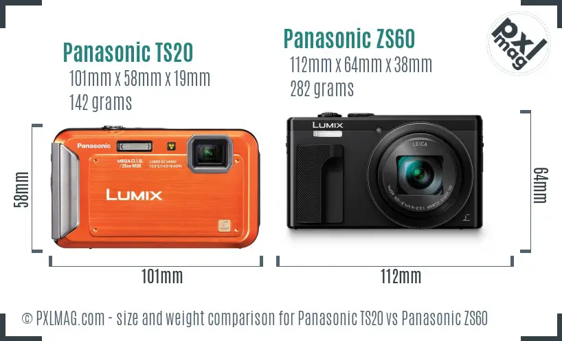 Panasonic TS20 vs Panasonic ZS60 size comparison
