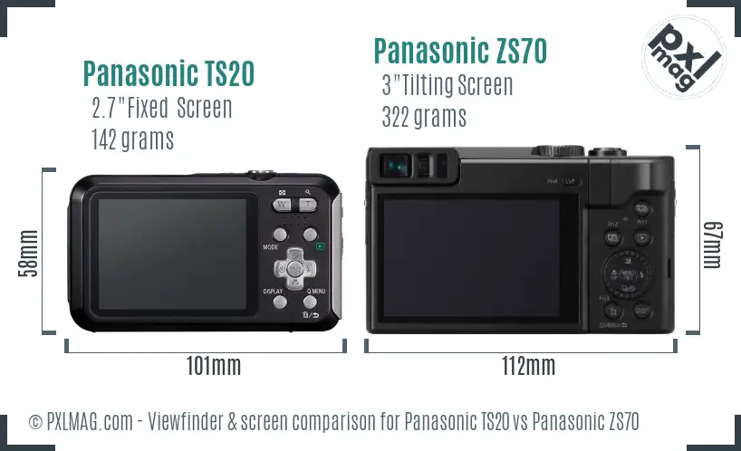 Panasonic TS20 vs Panasonic ZS70 Screen and Viewfinder comparison