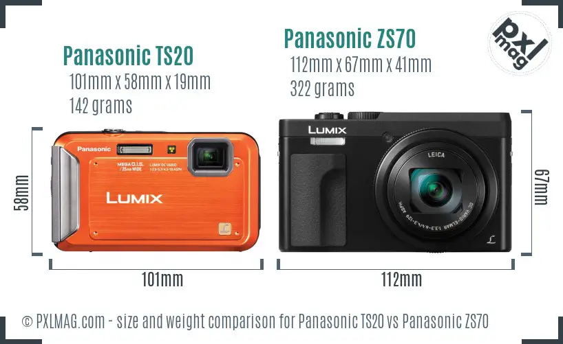 Panasonic TS20 vs Panasonic ZS70 size comparison