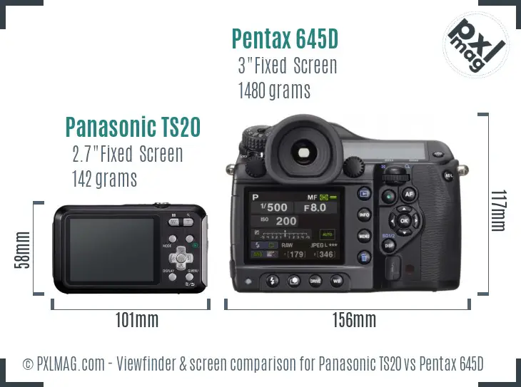 Panasonic TS20 vs Pentax 645D Screen and Viewfinder comparison