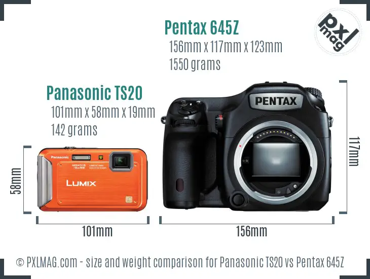 Panasonic TS20 vs Pentax 645Z size comparison