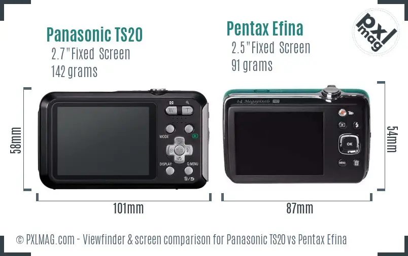 Panasonic TS20 vs Pentax Efina Screen and Viewfinder comparison