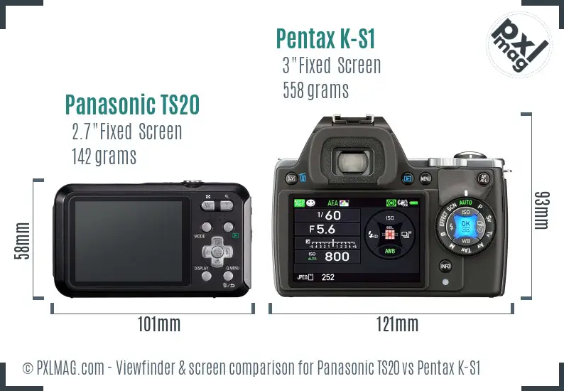Panasonic TS20 vs Pentax K-S1 Screen and Viewfinder comparison