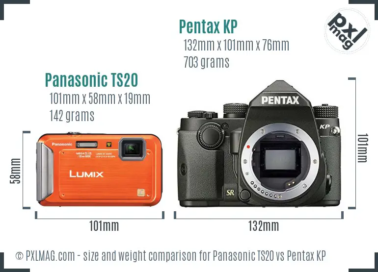 Panasonic TS20 vs Pentax KP size comparison