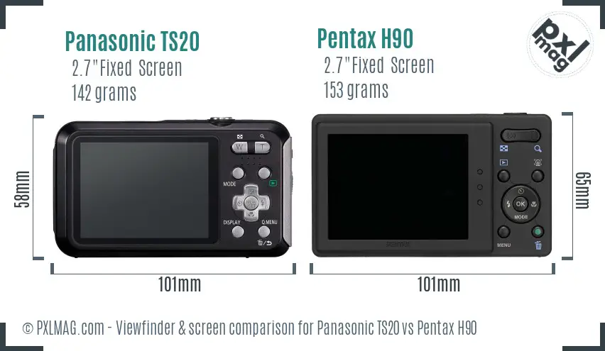 Panasonic TS20 vs Pentax H90 Screen and Viewfinder comparison