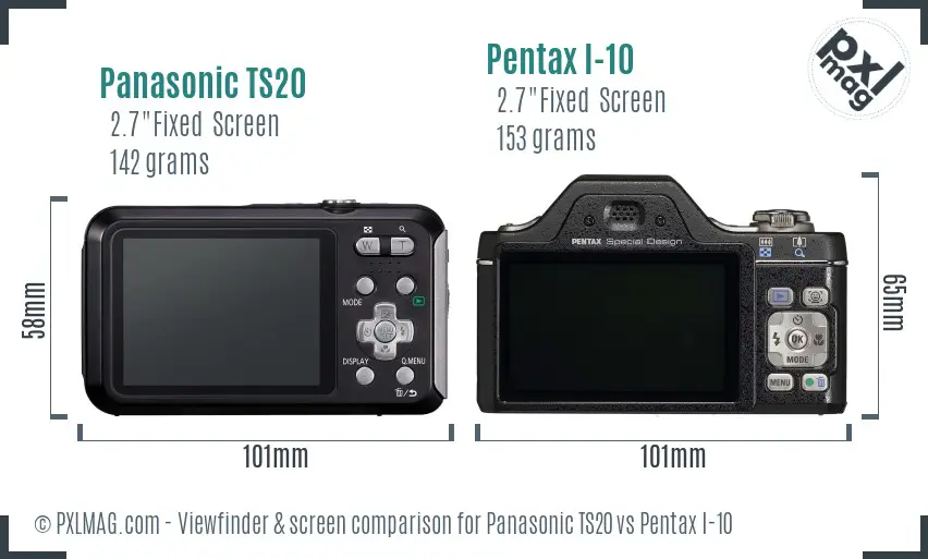 Panasonic TS20 vs Pentax I-10 Screen and Viewfinder comparison