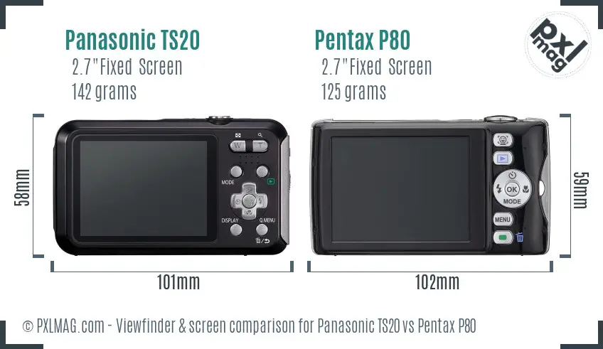 Panasonic TS20 vs Pentax P80 Screen and Viewfinder comparison