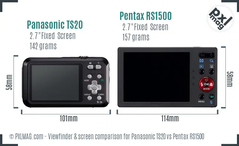 Panasonic TS20 vs Pentax RS1500 Screen and Viewfinder comparison
