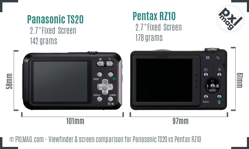 Panasonic TS20 vs Pentax RZ10 Screen and Viewfinder comparison