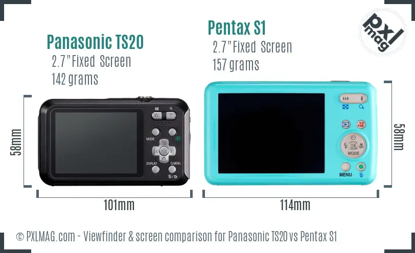 Panasonic TS20 vs Pentax S1 Screen and Viewfinder comparison