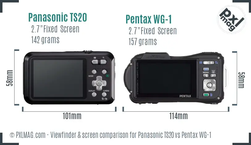 Panasonic TS20 vs Pentax WG-1 Screen and Viewfinder comparison