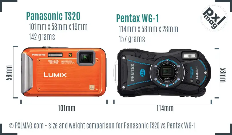 Panasonic TS20 vs Pentax WG-1 size comparison