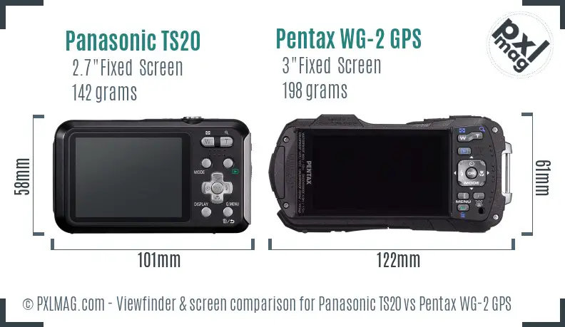 Panasonic TS20 vs Pentax WG-2 GPS Screen and Viewfinder comparison