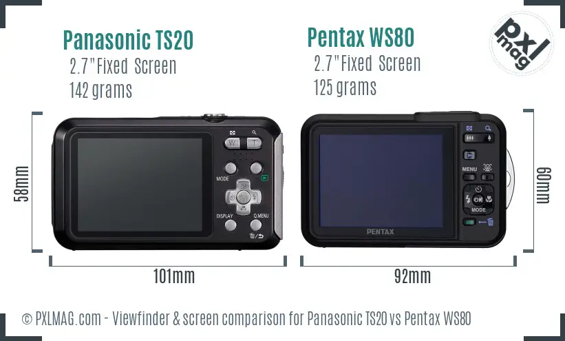 Panasonic TS20 vs Pentax WS80 Screen and Viewfinder comparison