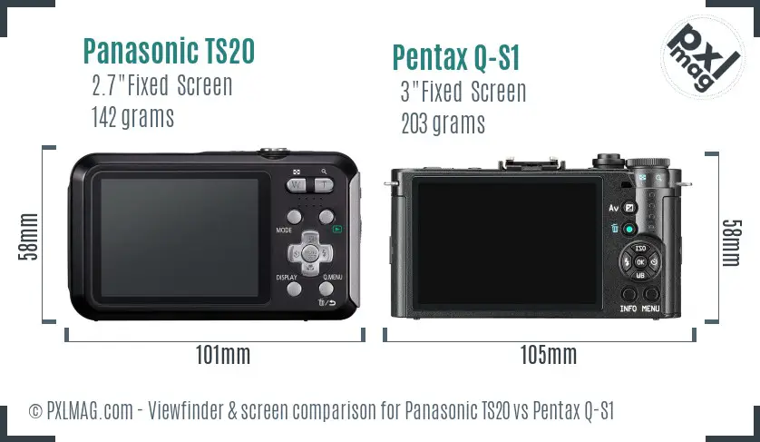 Panasonic TS20 vs Pentax Q-S1 Screen and Viewfinder comparison