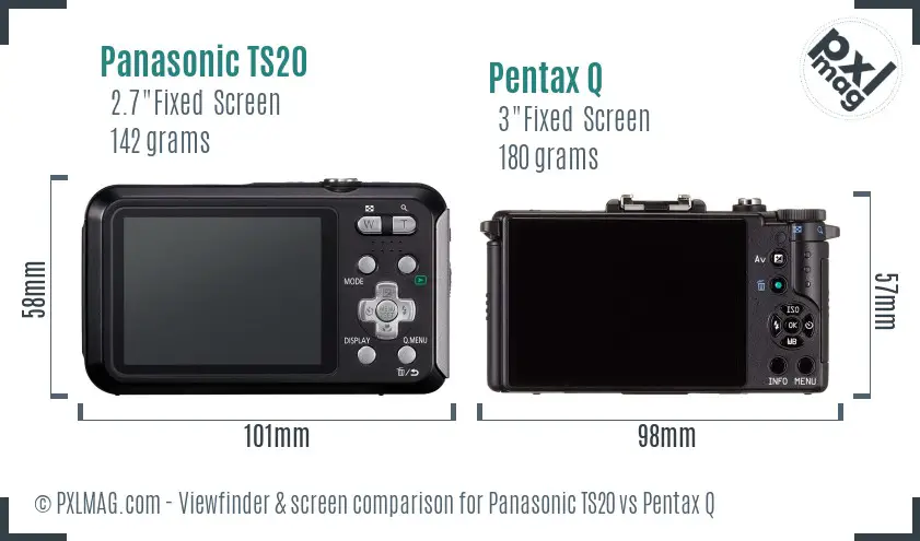 Panasonic TS20 vs Pentax Q Screen and Viewfinder comparison