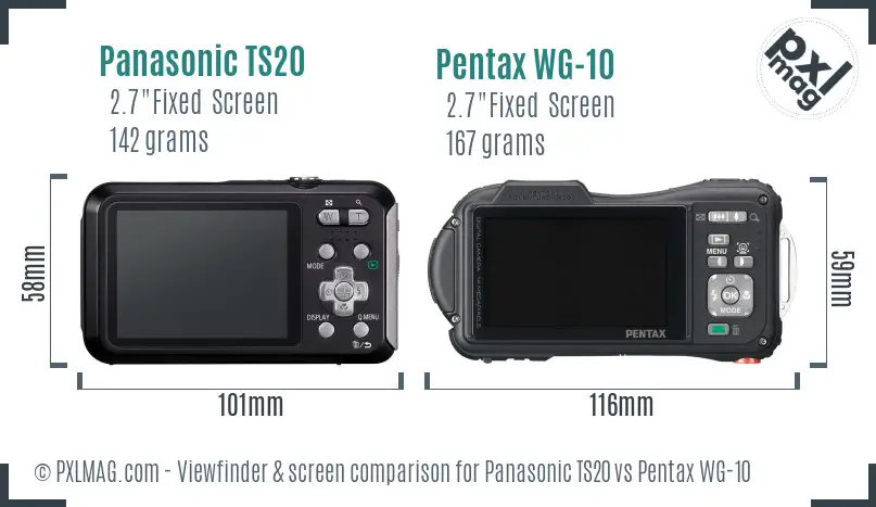 Panasonic TS20 vs Pentax WG-10 Screen and Viewfinder comparison