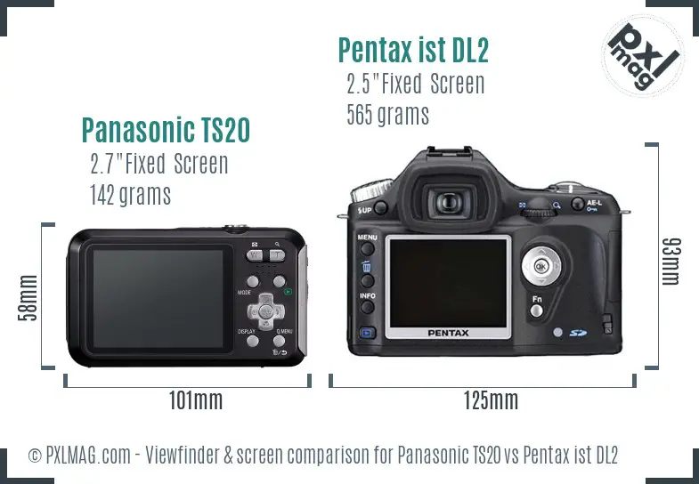 Panasonic TS20 vs Pentax ist DL2 Screen and Viewfinder comparison