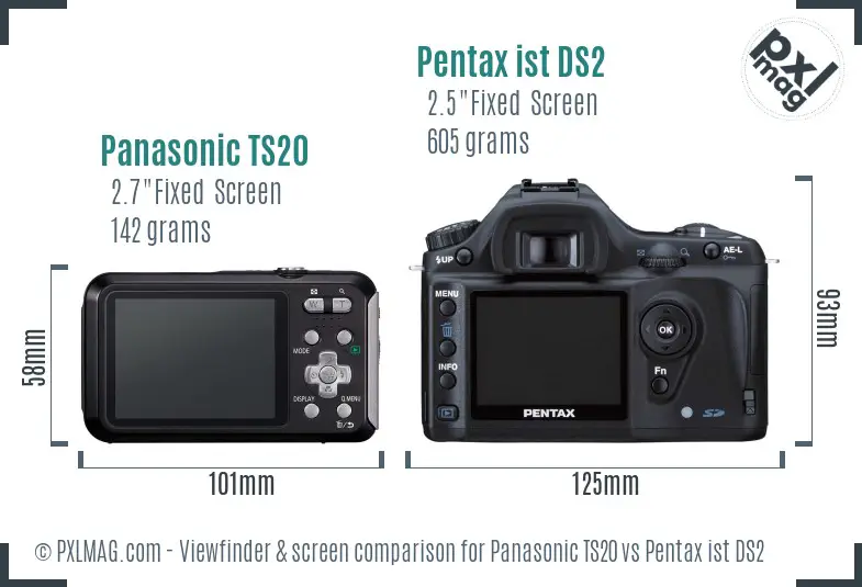 Panasonic TS20 vs Pentax ist DS2 Screen and Viewfinder comparison