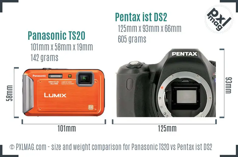 Panasonic TS20 vs Pentax ist DS2 size comparison