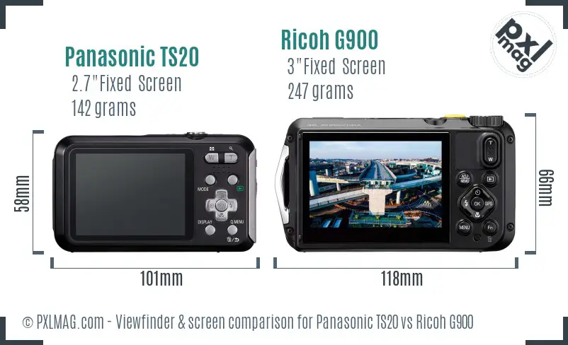 Panasonic TS20 vs Ricoh G900 Screen and Viewfinder comparison