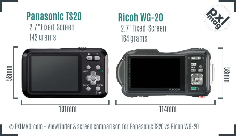 Panasonic TS20 vs Ricoh WG-20 Screen and Viewfinder comparison