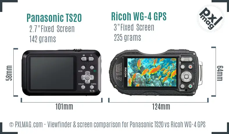 Panasonic TS20 vs Ricoh WG-4 GPS Screen and Viewfinder comparison