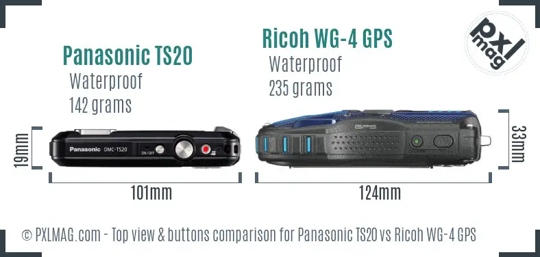 Panasonic TS20 vs Ricoh WG-4 GPS top view buttons comparison